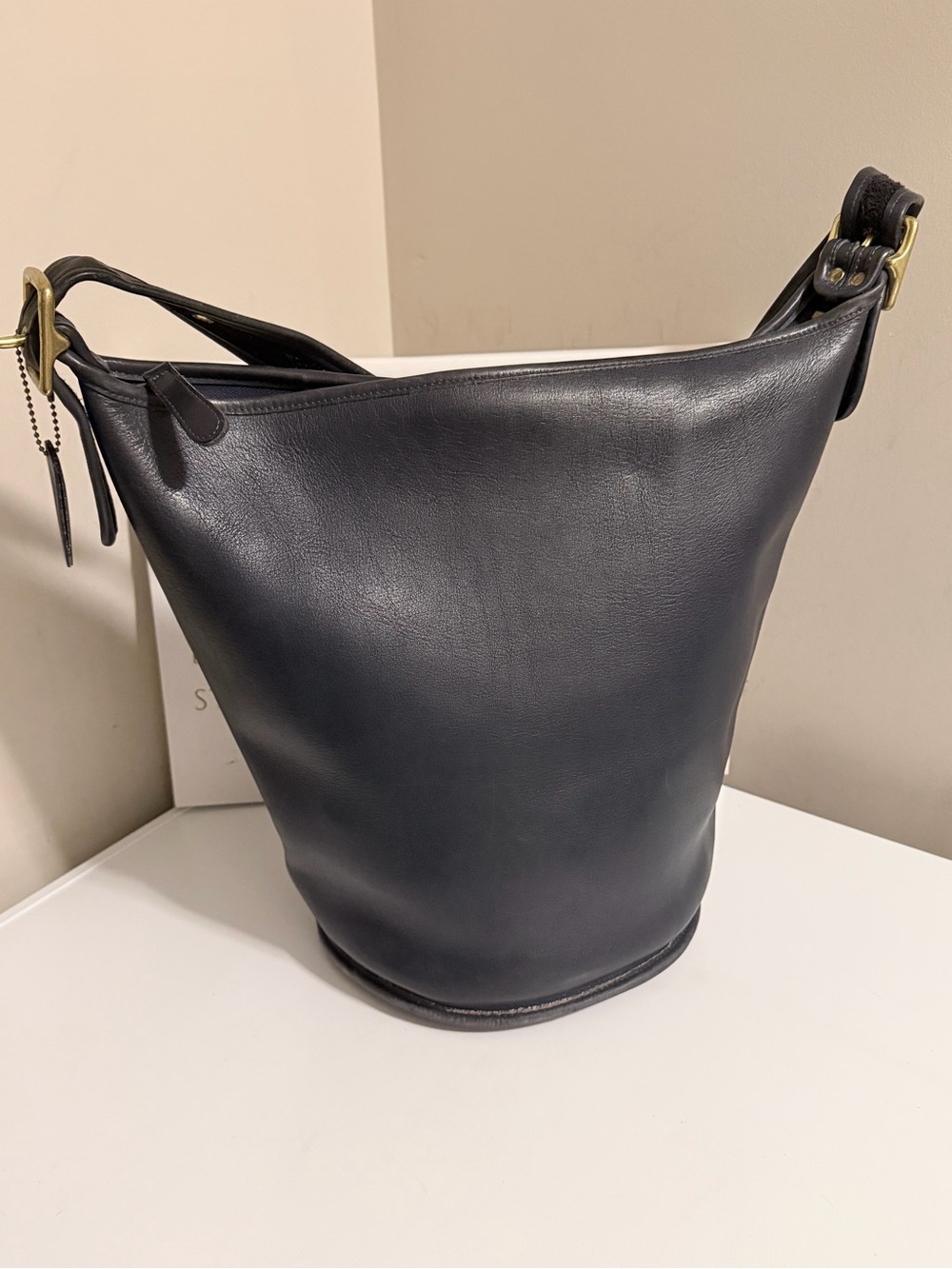 Vintage Coach Navy Bucket Shoulder Bag